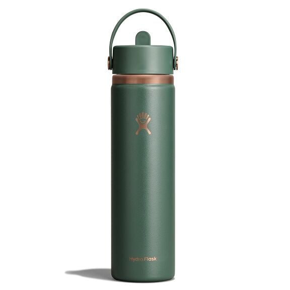24 oz (710 ml) Wide Mouth with Flex Straw Cap - Forest Green Arc