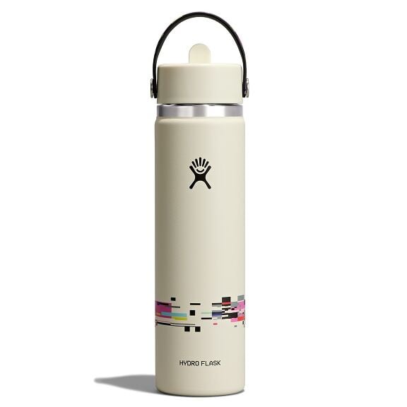 24 oz (710 ml) Wide Mouth with Flex Straw Cap - Glitch White