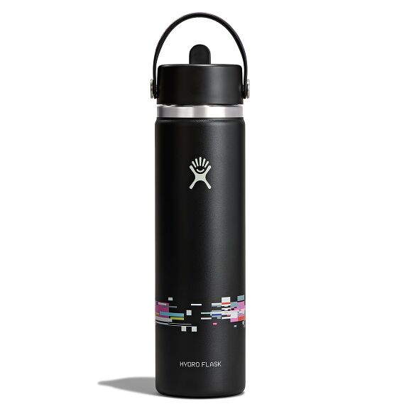 24 oz (710 ml) Wide Mouth with Flex Straw Cap - Glitch Black