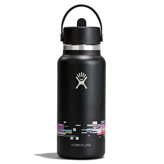 32 oz (946 ml) Wide Mouth with Flex Straw Cap - Glitch Black