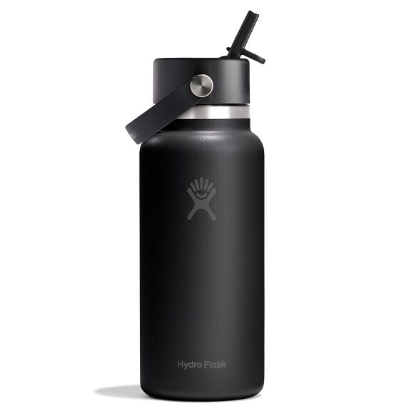 32 oz (946 ml) Wide Mouth with Flex Straw Cap - Tonal Black