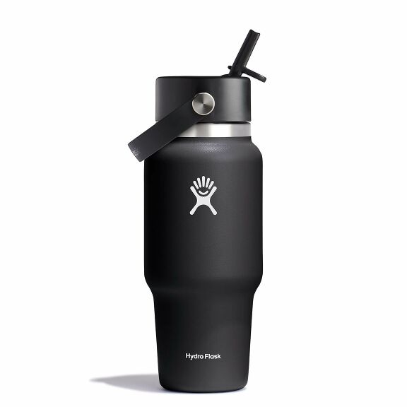 24 oz (710 ml) Wide Mouth Travel Bottle with Flex Straw Cap - Black