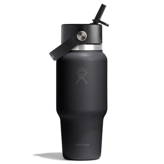 24 oz (710 ml) Wide Mouth Travel Bottle with Flex Straw Cap - Tonal Black