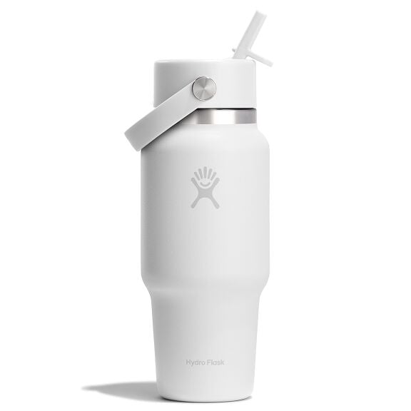 24 oz (710 ml) Wide Mouth Travel Bottle with Flex Straw Cap - Tonal White