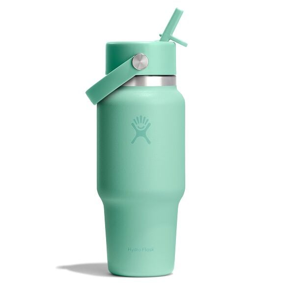 24 oz (710 ml) Wide Mouth Travel Bottle with Flex Straw Cap - Mermaid Green