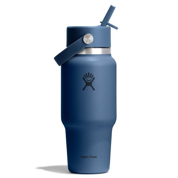 24 oz (710 ml) Wide Mouth Travel Bottle with Flex Straw Cap - Harbour Blue