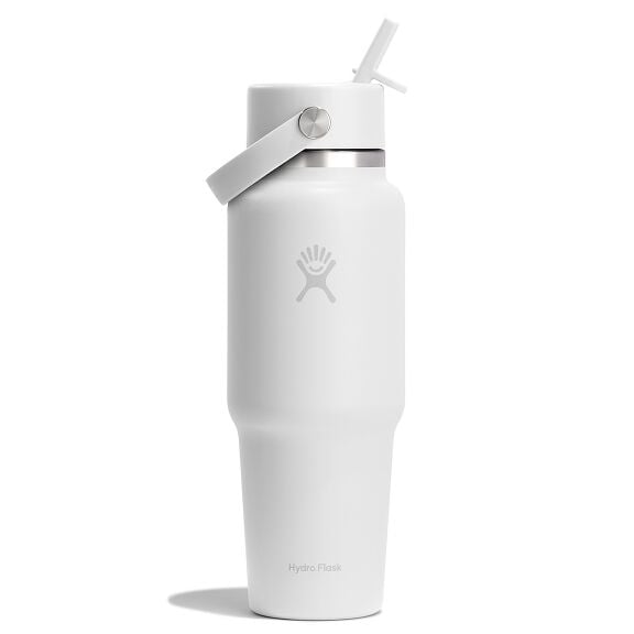 32 oz (946 ml) Wide Mouth Travel Bottle with Flex Straw Cap - Tonal White