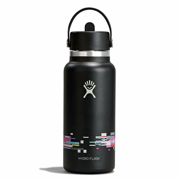 32 oz Wide Mouth with Flex Straw Cap - Glitch Black