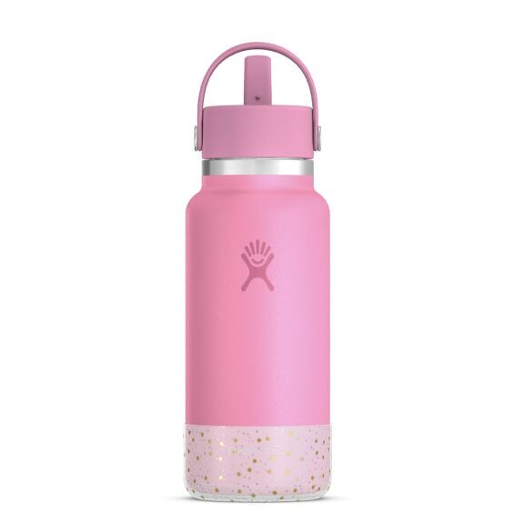 32 oz Wide Mouth with Flex Straw Cap - Camellia with Glimmer Boot