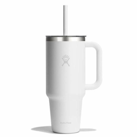 40 oz Travel Tumbler Clear Lid - White