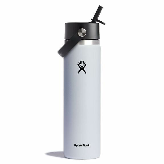 24 oz Wide Mouth with Flex Straw Cap - White