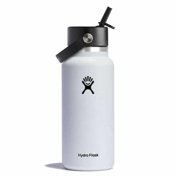 32 oz Wide Mouth with Flex Straw Cap - White
