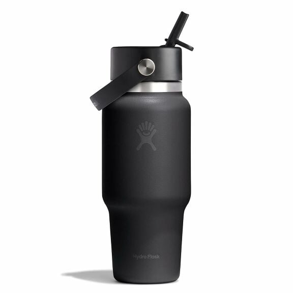 24 oz Wide Flex Straw Travel Bottle - Black