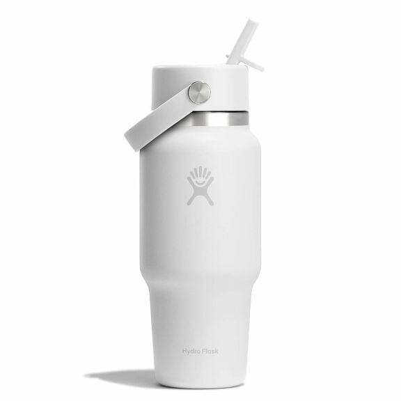 24 oz Wide Flex Straw Travel Bottle - White