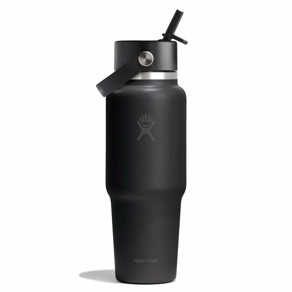 32 oz Travel Bottle with Flex Straw Cap - Black