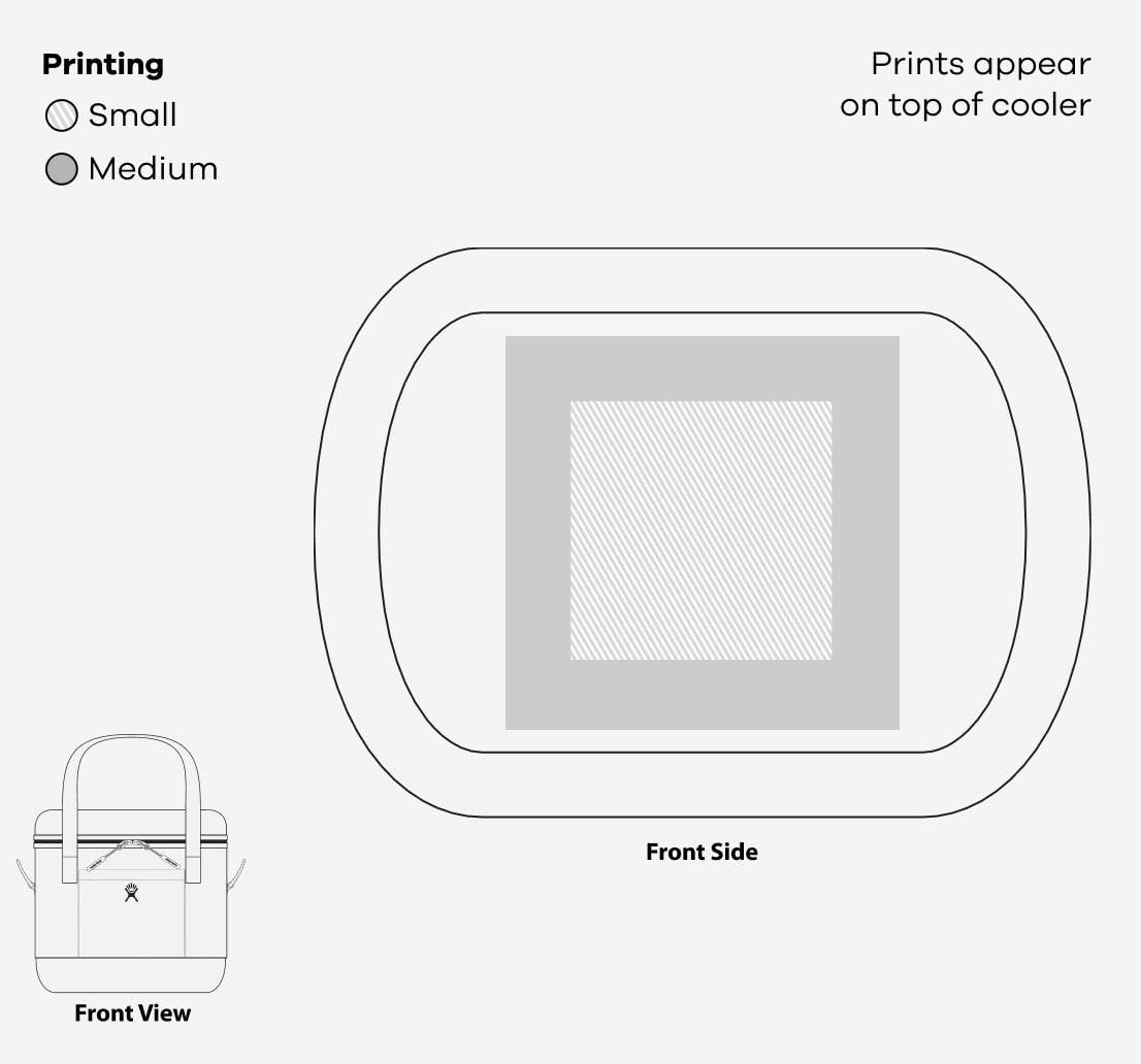 12 L Carry Out Cooler: PRINTING 4.25 in (W) x 4.25 (H) Front Side & Back Side