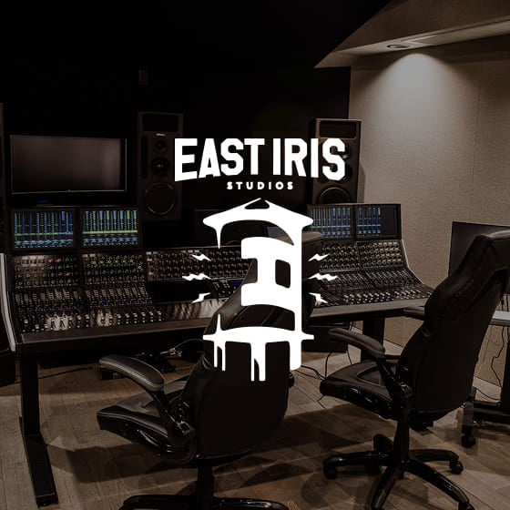 recording studio with east iris studios logo overlayed